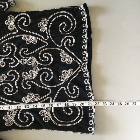 Objects D'Art Blouse Women Small Black White Embroidered Short Sleeve Swirl - Picture 2 of 5
